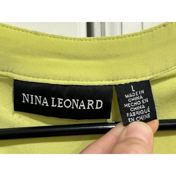 Nina Leonard Ruffle Button Up Tank Top Chartreuse Sz Large Sleeveless Tunic - Picture 5 of 10